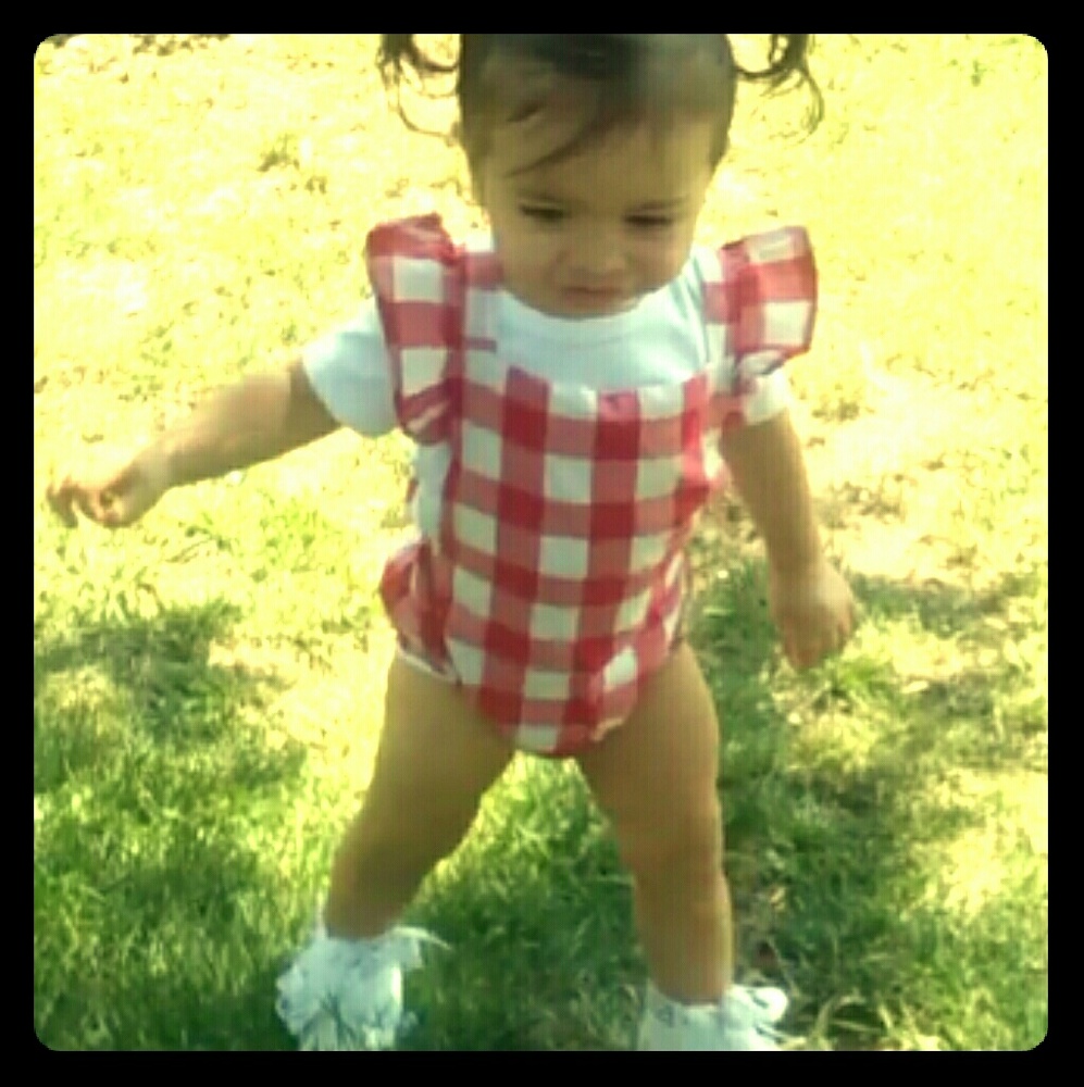 Plaid baby outfit with hair bow